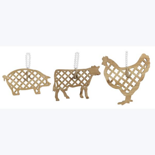 Wood Country Animal on Blessing Bead Hangers