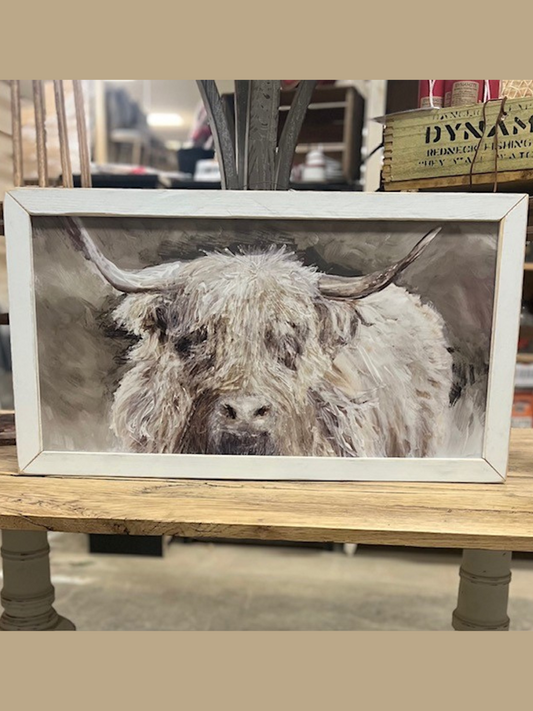 Handsome Hank The Highland Cow White Frame Picture