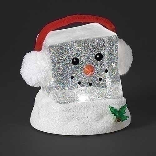 6.25" LED Swirl Cube Snowman