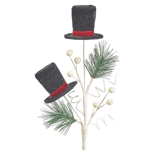 Two Frosted Black Top Hats Pick