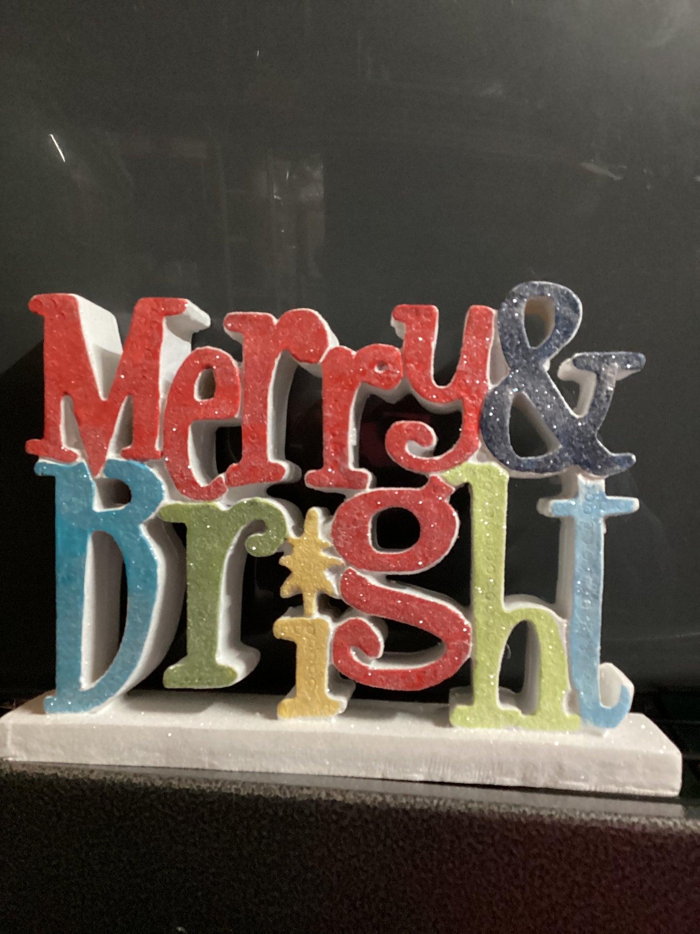 Merry And Bright Glitter Sign