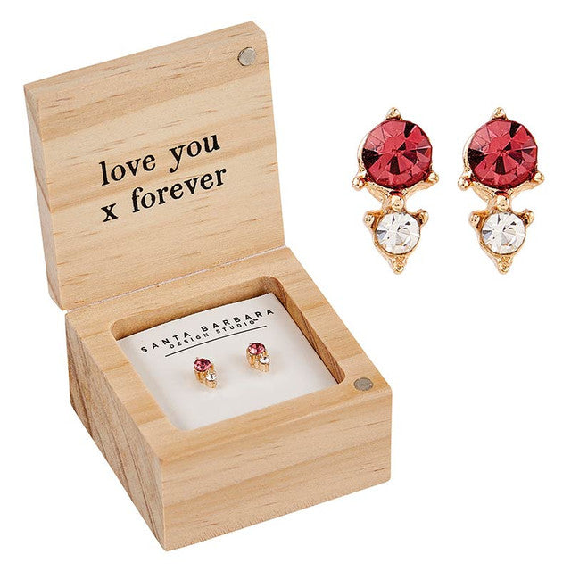 Stud Earrings In Wood Boxed Gift Set