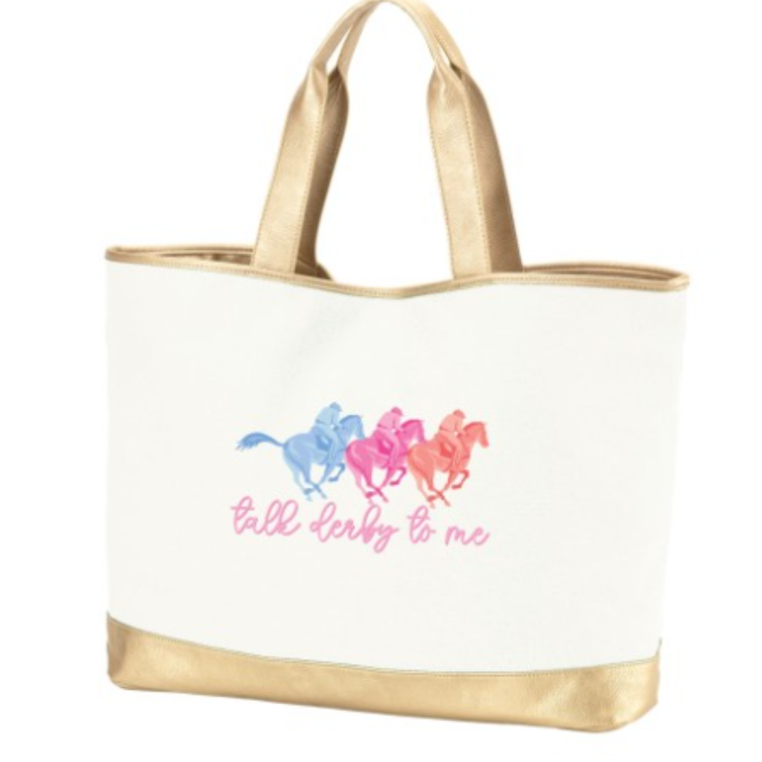 Printed Talk Derby To Me Creme Cabana Tote