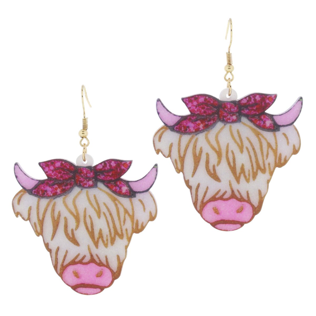 Glitter Acrylic Cow Earrings