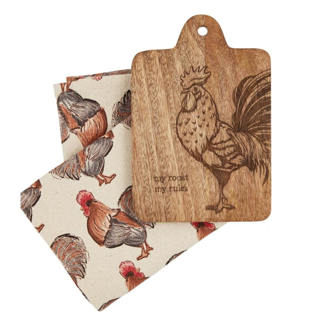 Farm Animal Wooded Board and Towel Set