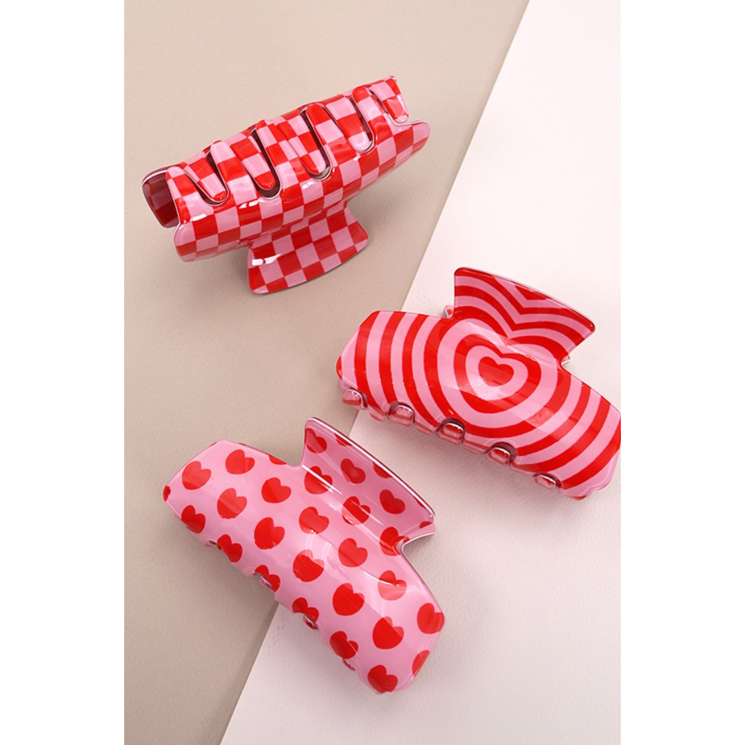 Retro Swirl, Heart or Checkered Claw Clip