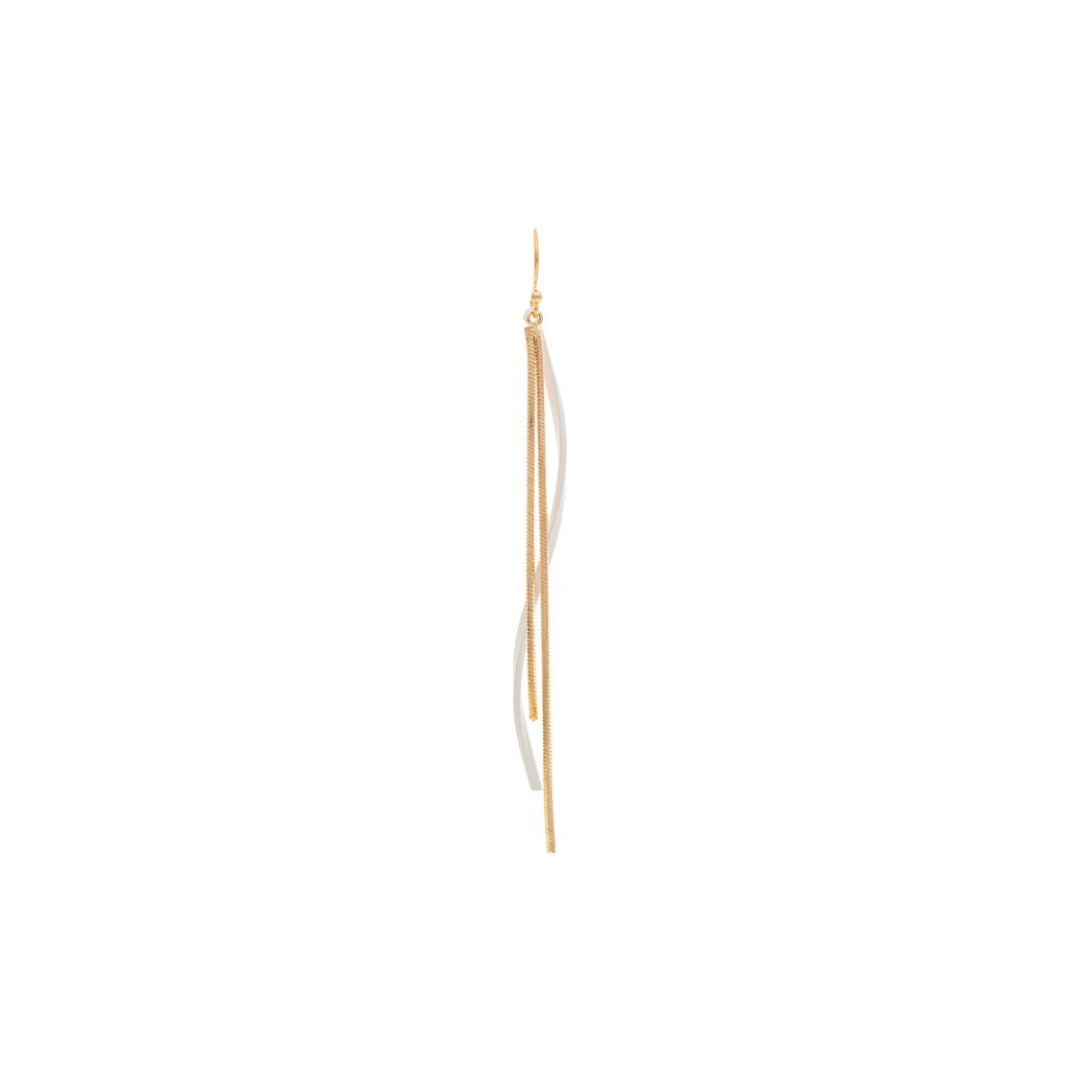 Gold White Twist Chain Strand Earring