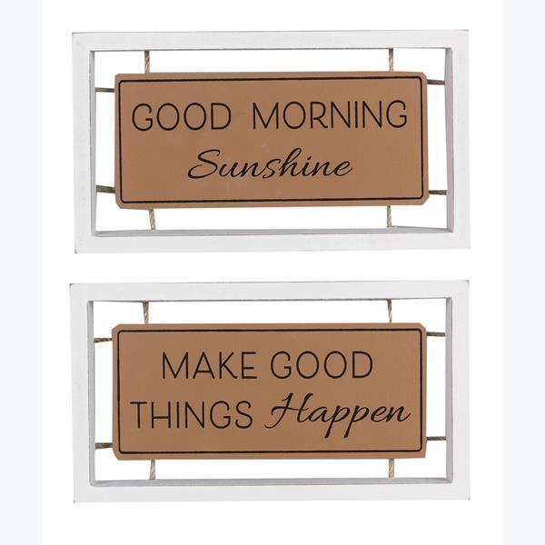 Wood & Faux Leather Wall or Tabletop Sign