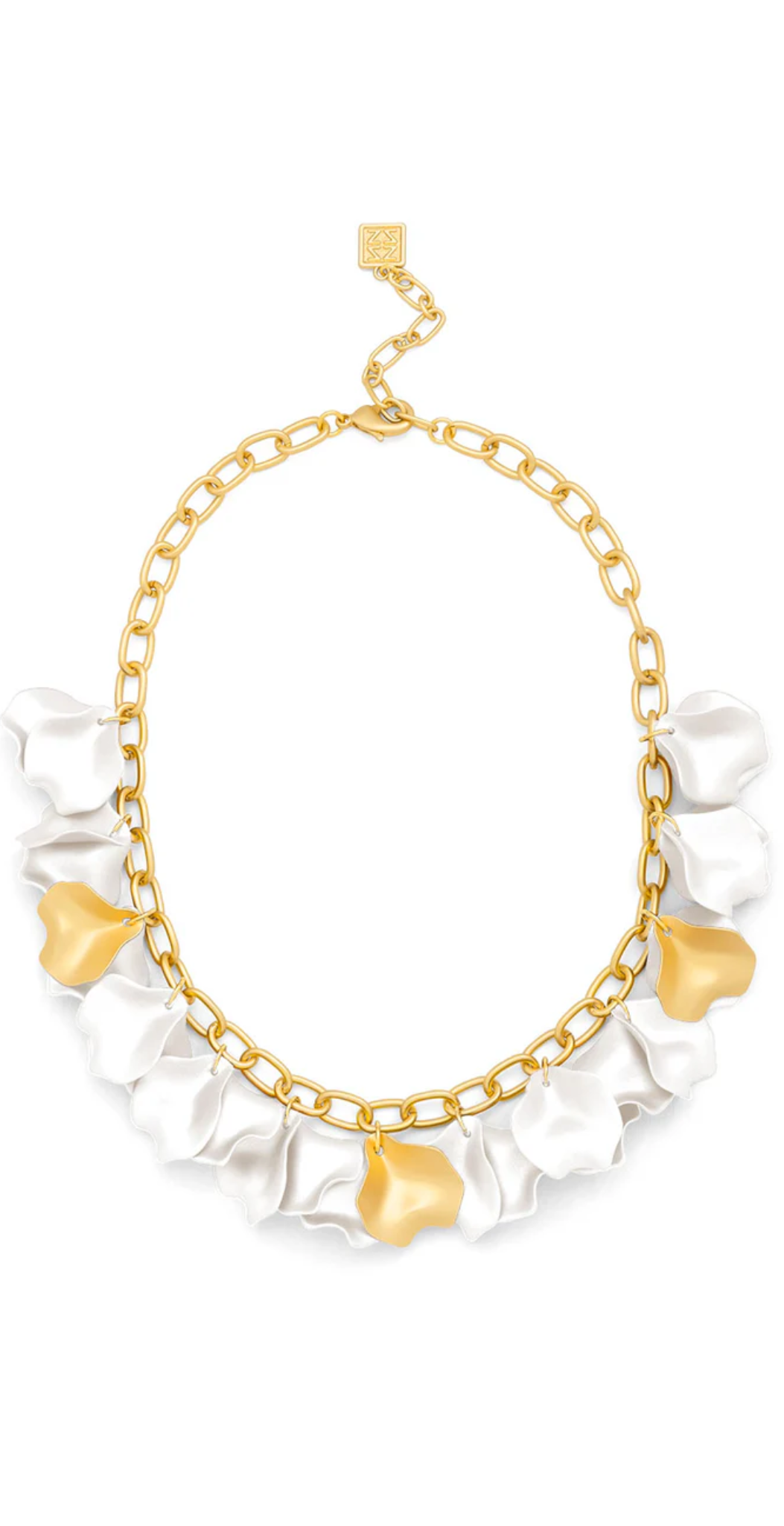 Metallic Resin Petal Collar Link Necklace