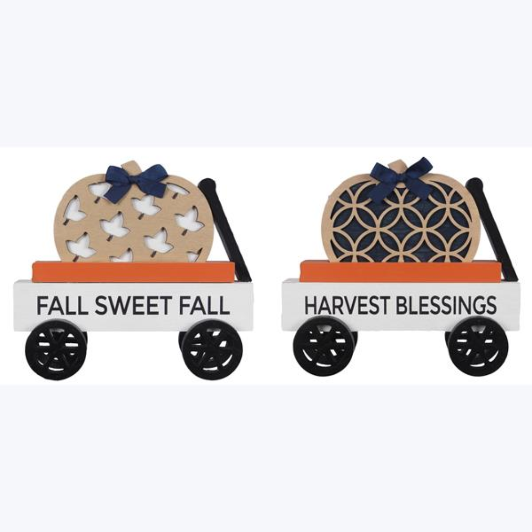 Wooden Pumpkin On Wagon