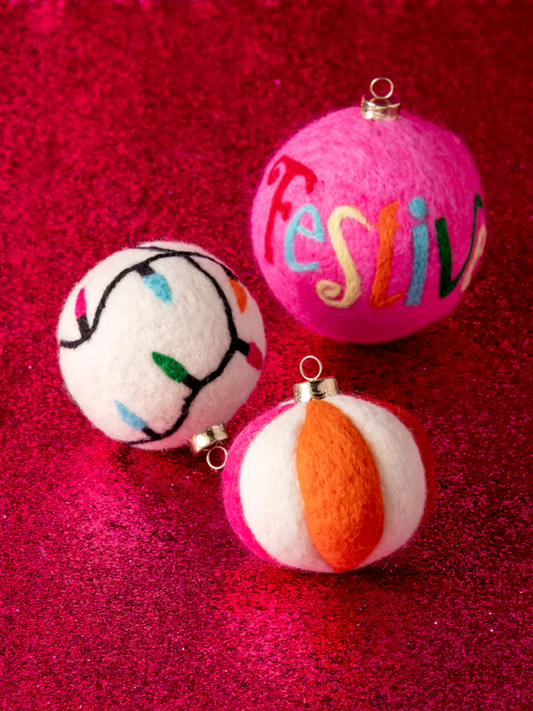 Assorted Festive Wool Ornaments