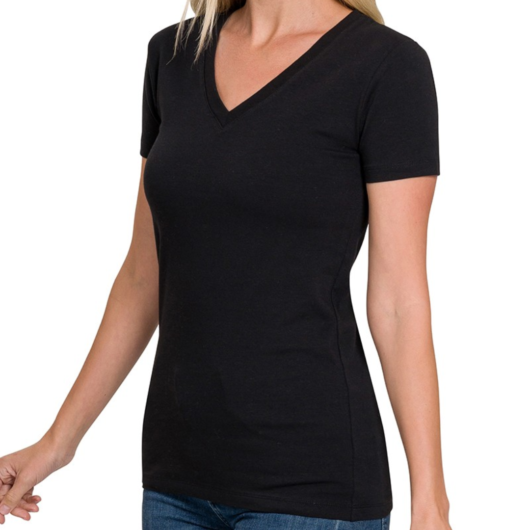 Basic V-Neck Short Sleeve Tee