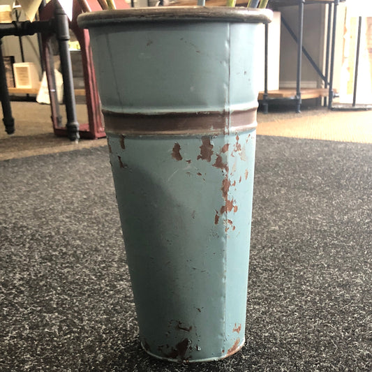 Small Blue Metal Flower Bucket