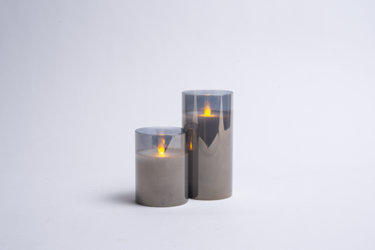 Ardella Wax Pillar LED Candle In Glass Holder