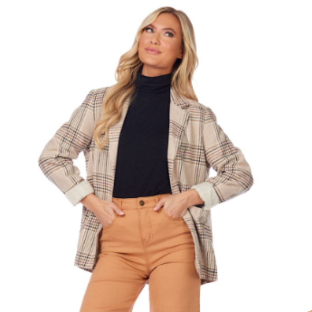 Mud Pie Women Bynes Plaid Blazer