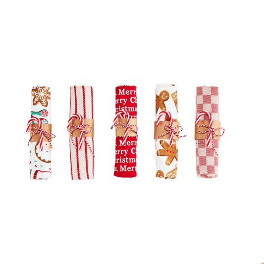 Mud Pie Rolled Towels with Candy Canes