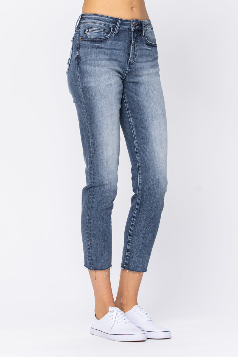 Judy Blue High Rise Raw Hem Relaxed Fit