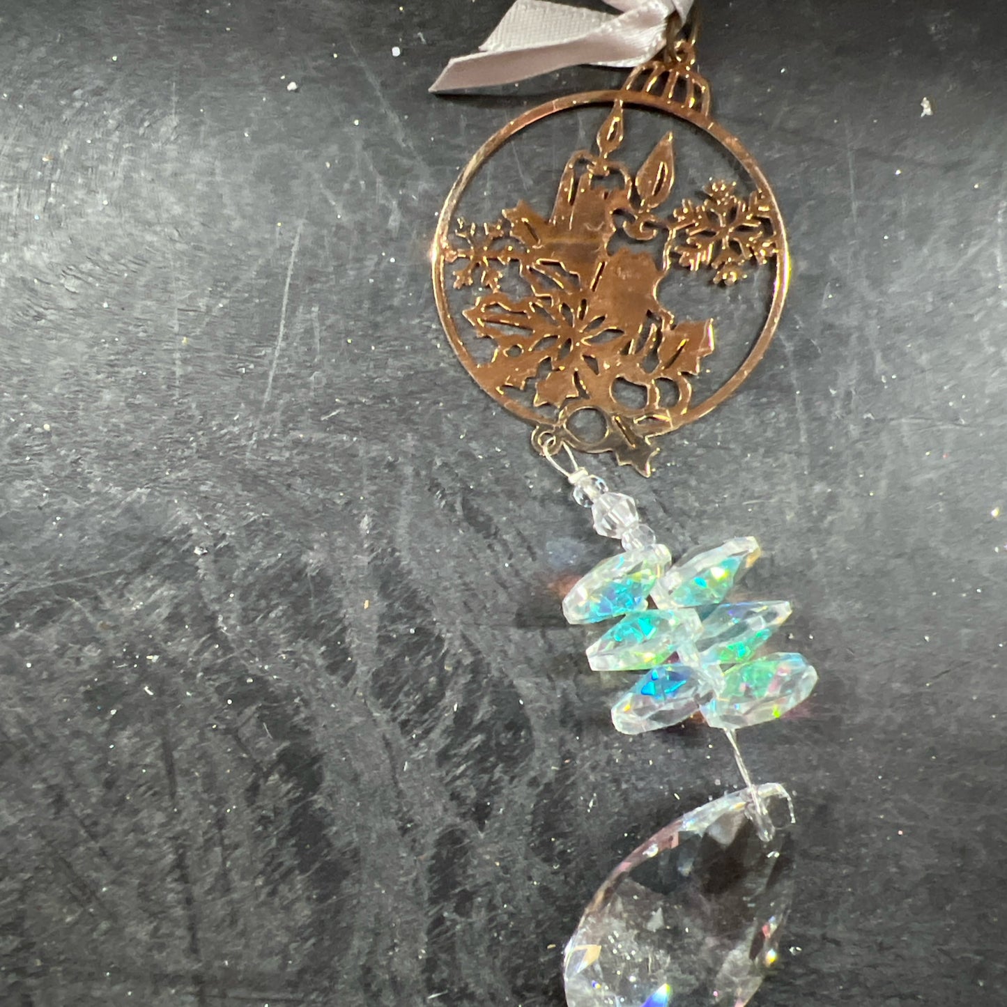 Metal Candle Ornament With Glass Beads