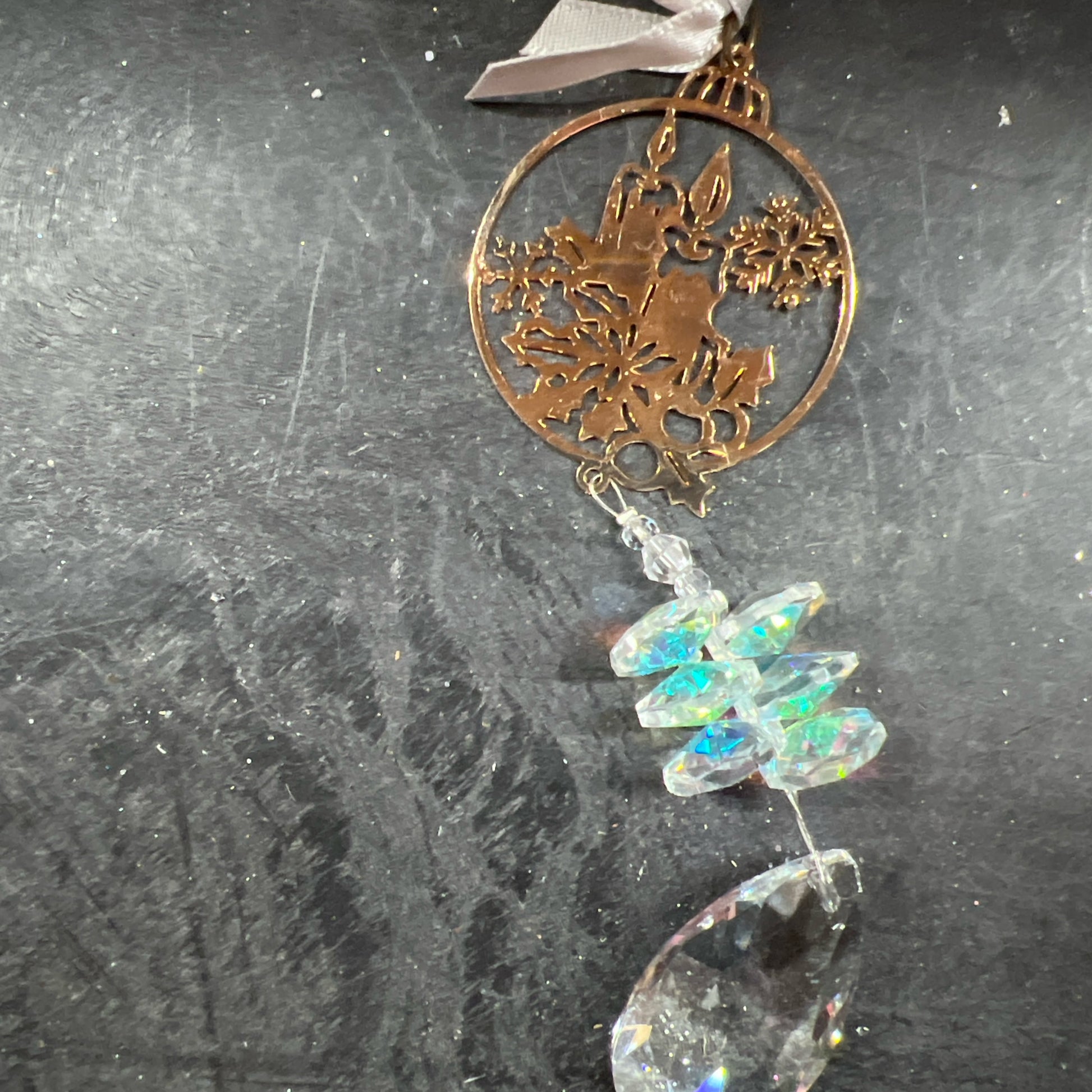 Metal Candle Ornament With Glass Beads