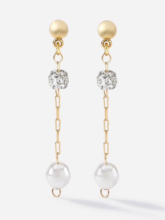 Pearl & Diamond Drop Earrings