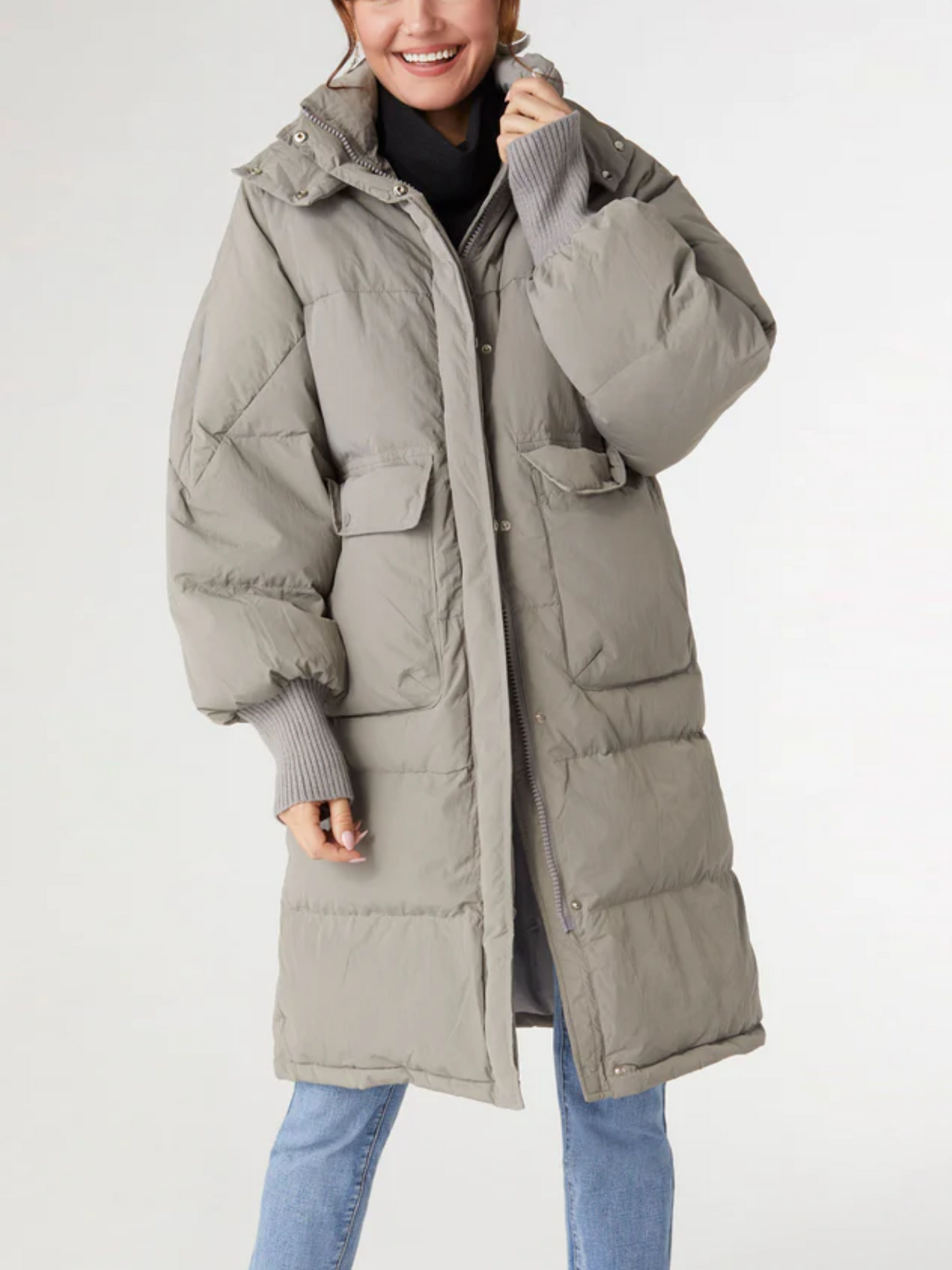 Relaxed Down Puffer Jacket With Hood