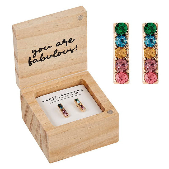 Stud Earrings In Wood Boxed Gift Set