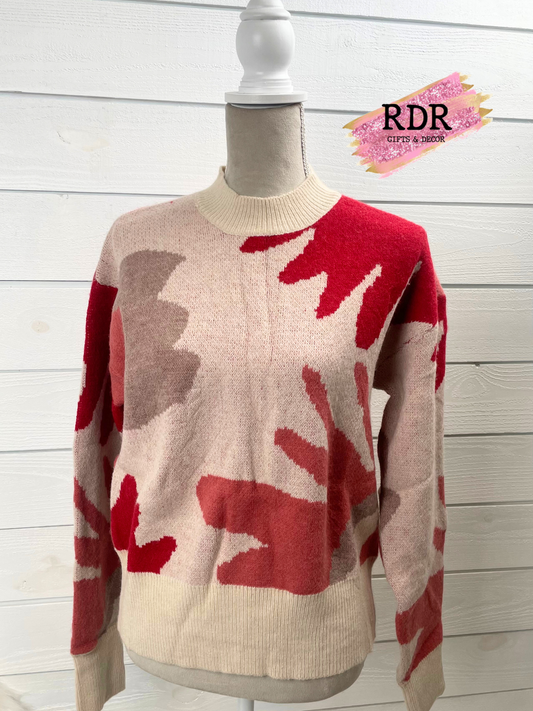 Ivory/Pink Pattern Detail Sweater