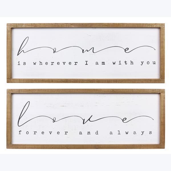 Wood Framed White Washed Home Wall Sign, Assorted Style