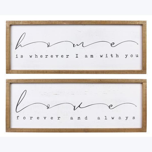 Wood Framed White Washed Home Wall Sign, Assorted Style