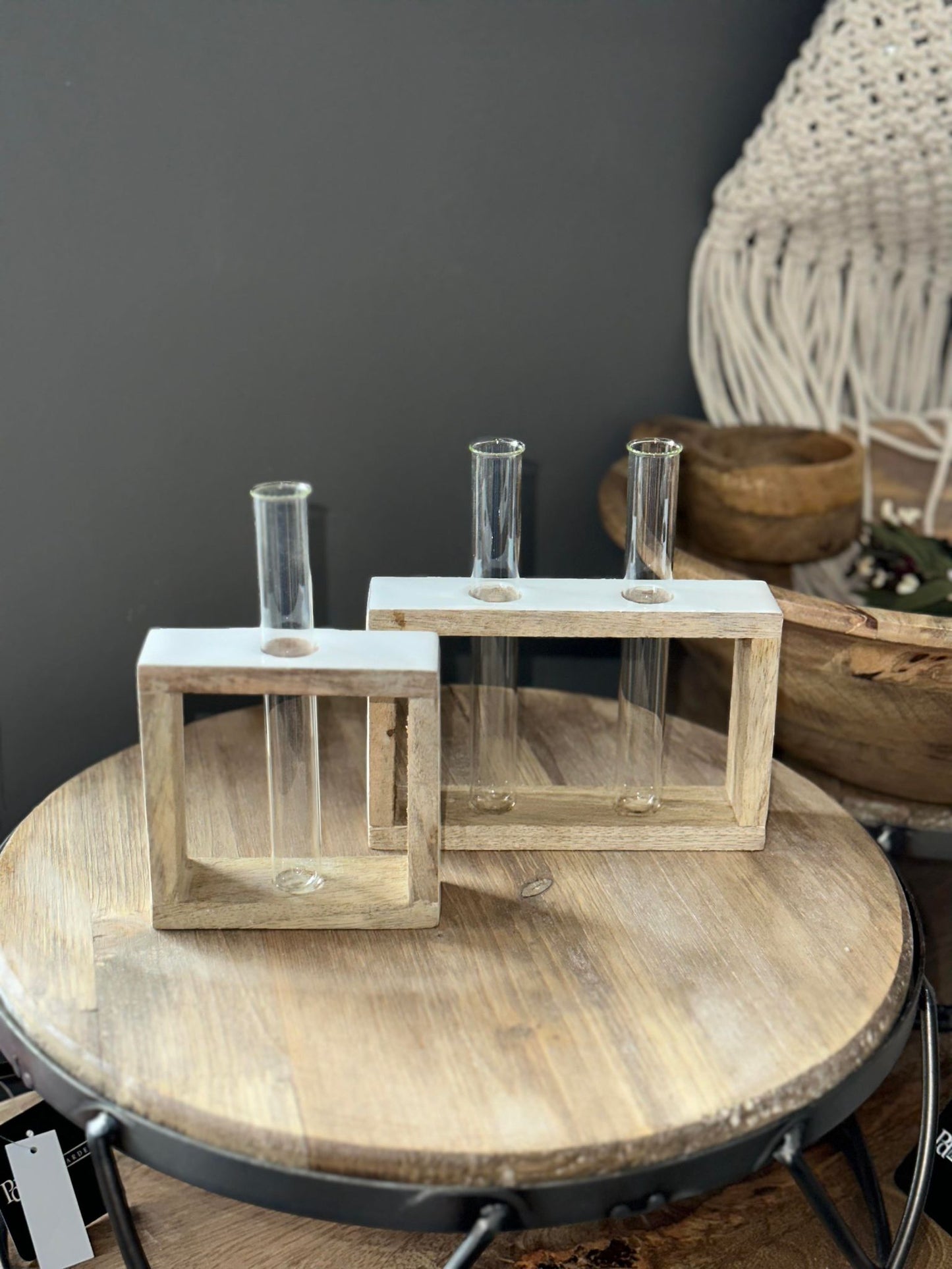 White Enamel Box Test Tube Flower Vase