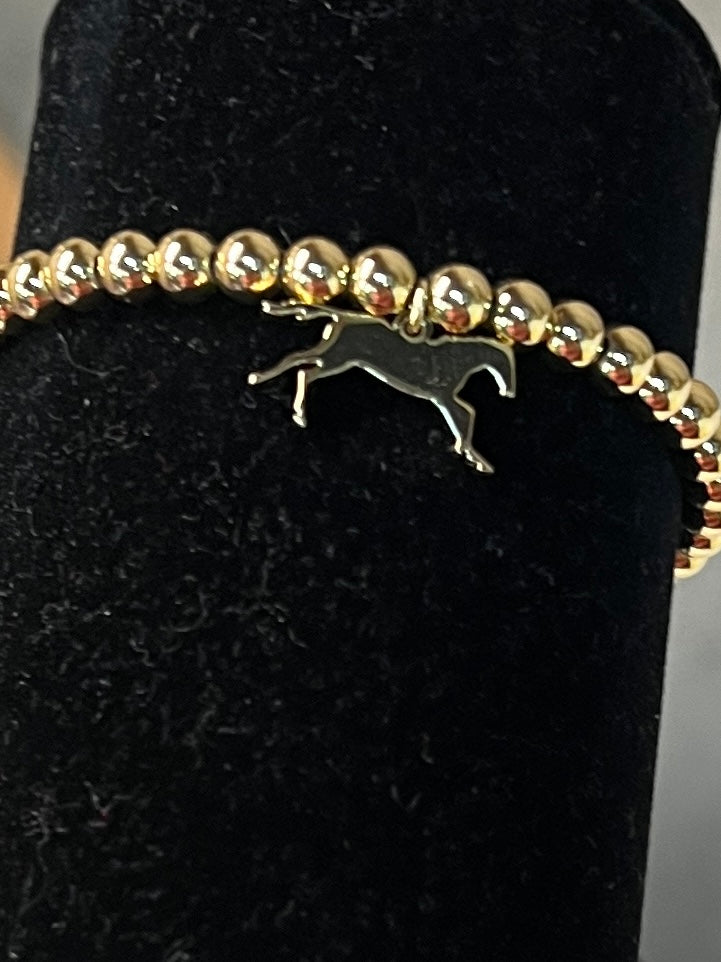 5MM Gold Ball Splash Bracelet With Horse Charm