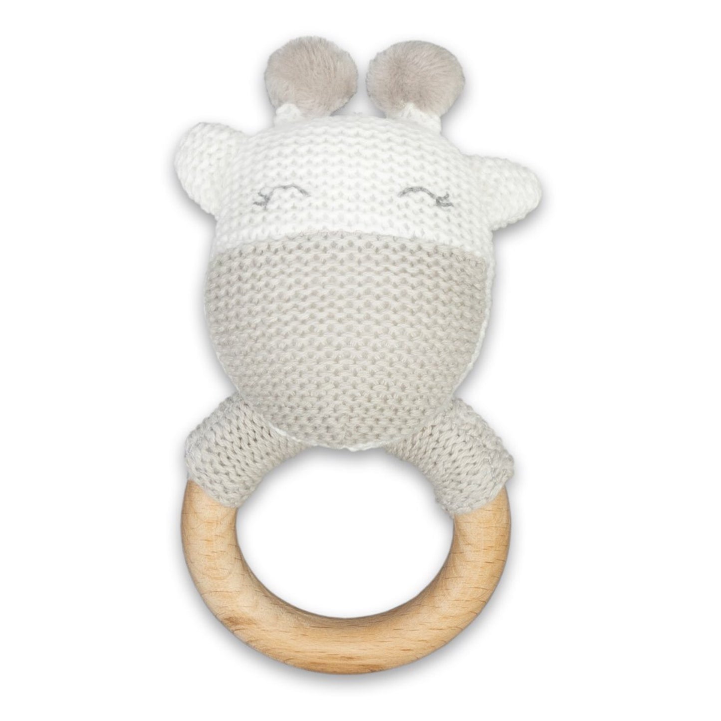 Giraffe Teething Rattle Wood Handle