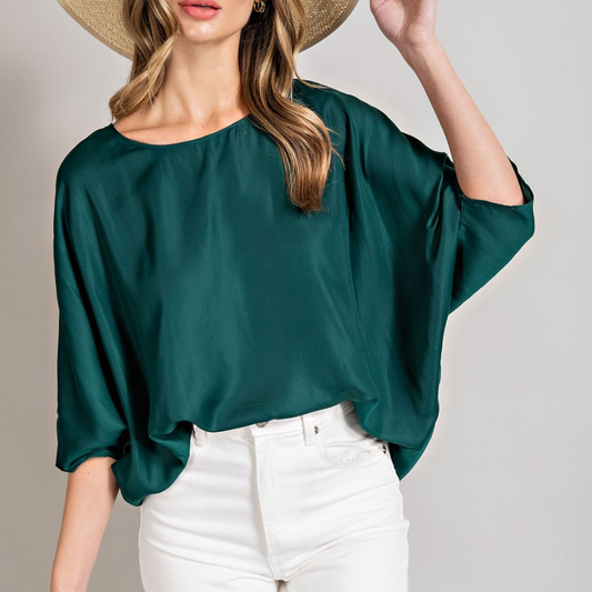 Hunter Green 3/4 Sleeve Dolman Top