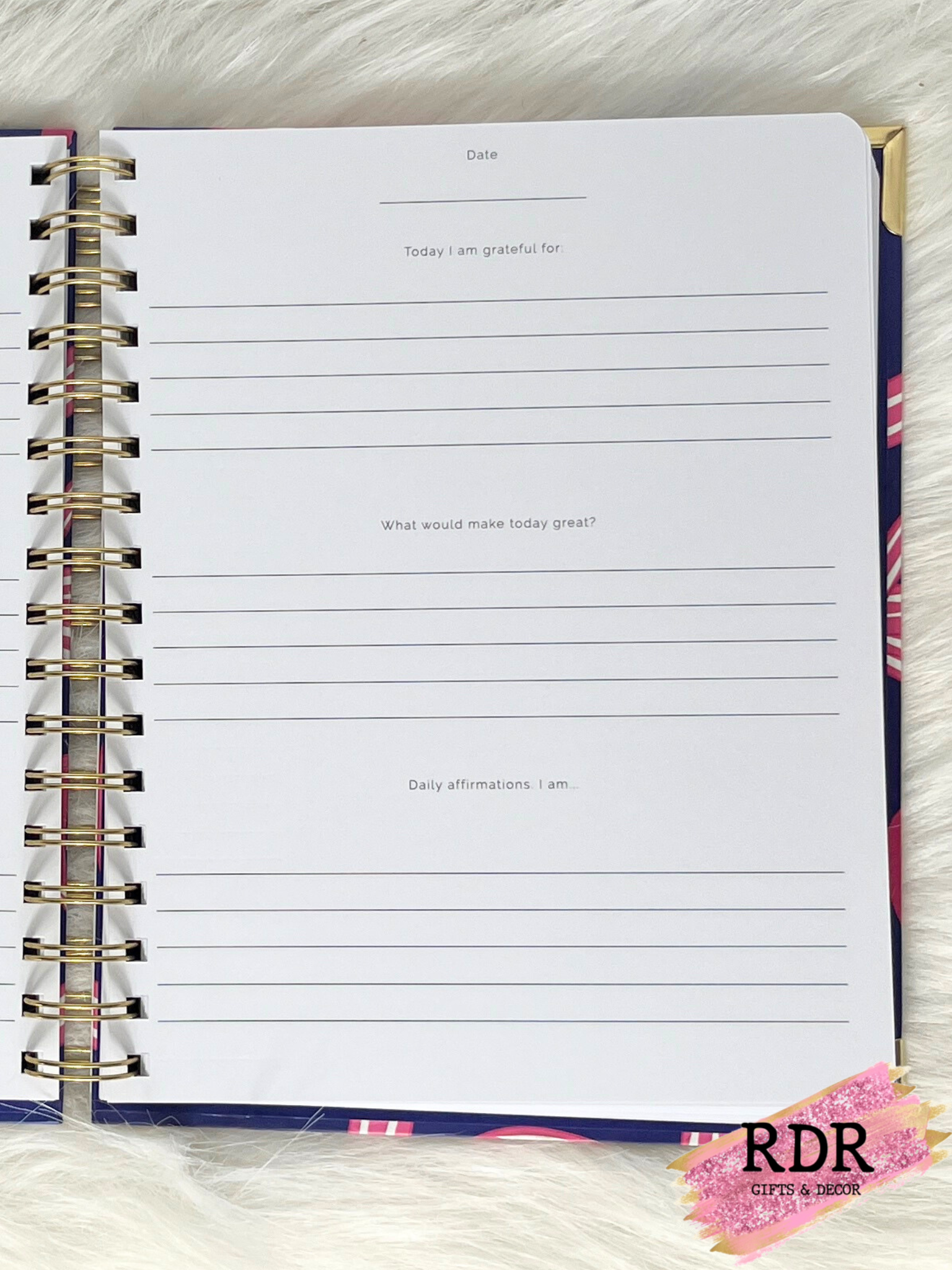 Gratitude Journal- Blue With Pink Bows