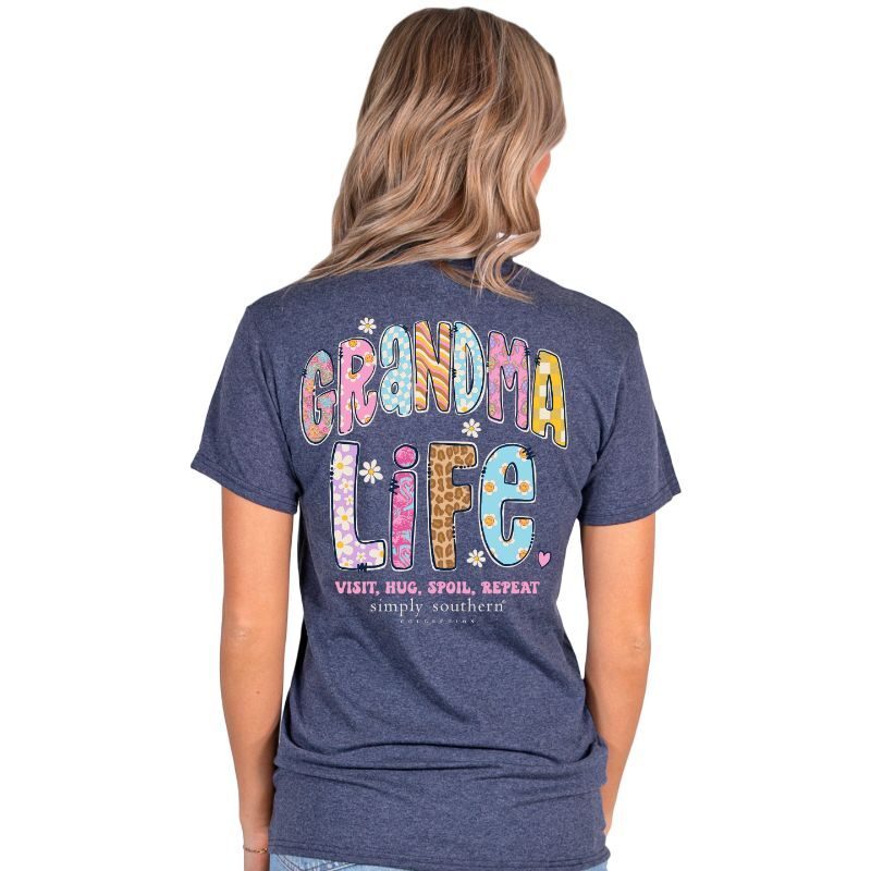 Simply Southern Grandma Life T-Shirt- Denim Heather