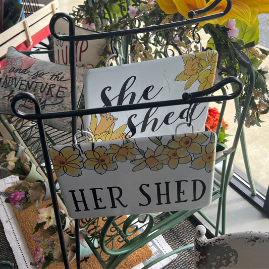 Metal Sign With Flowers On Metal Stake