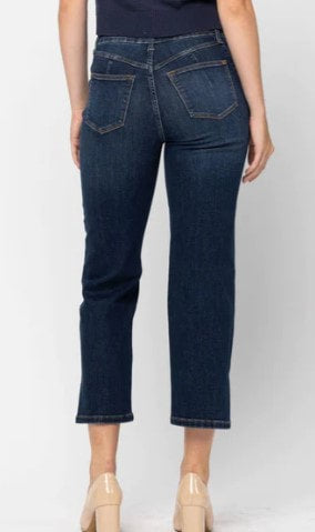 Judy Blue Dark Straight Slit Leg With Pocket Detail