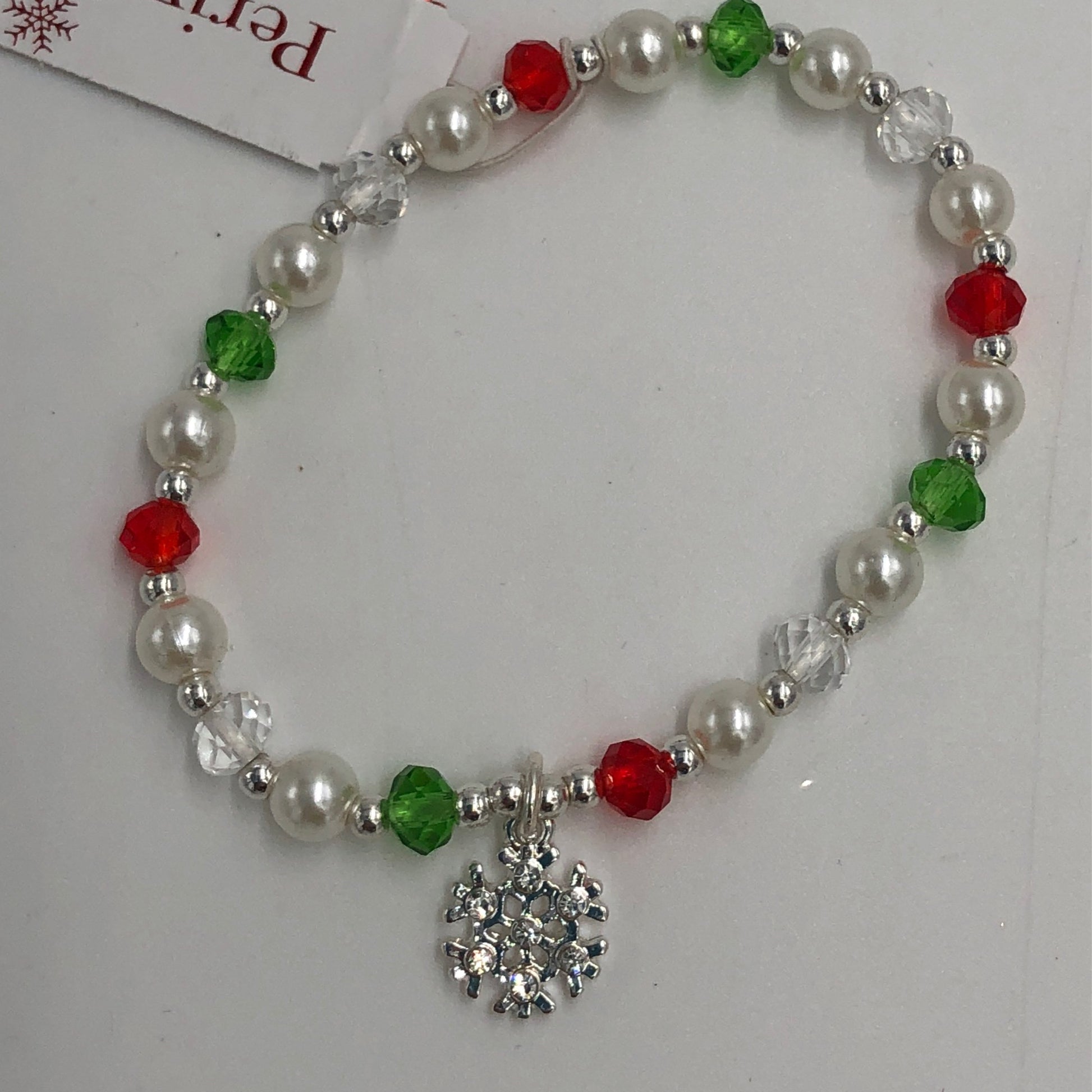 Snowflake Bracelet Red White Green  Little Love Boxed