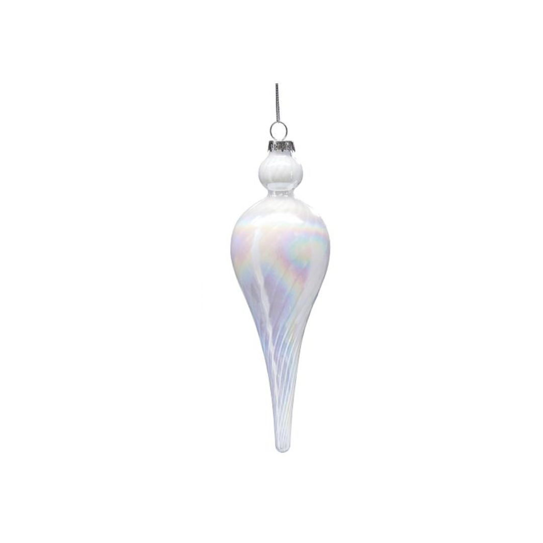 White Glass Swirl Ornament