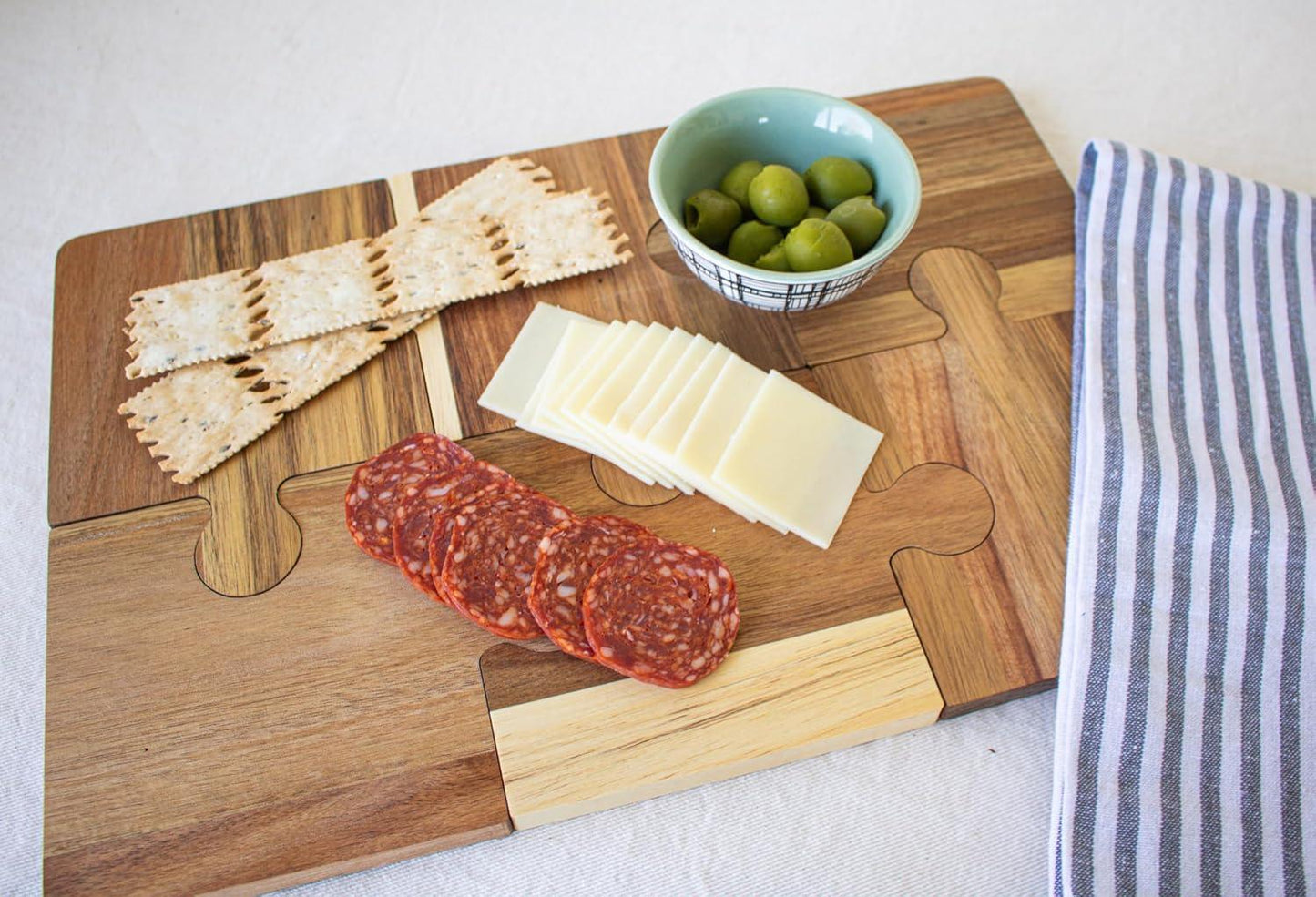 Acacia Wood Jigsaw Puzzle Charcuterie Board