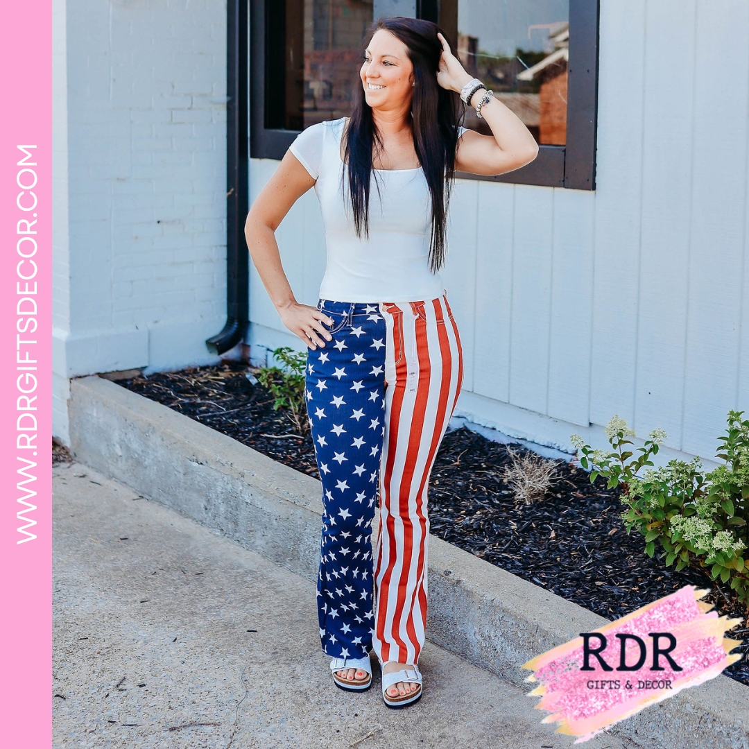 Judy Blue High Waist American Flag Print Flare