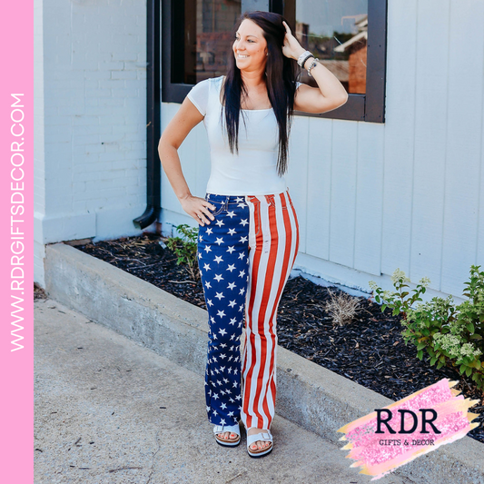Judy Blue High Waist American Flag Print Flare