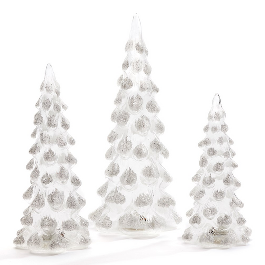 Clear LED Glass Christmas Tree with Snow