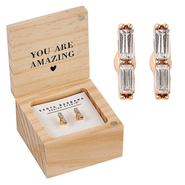 Stud Earrings In Wood Boxed Gift Set