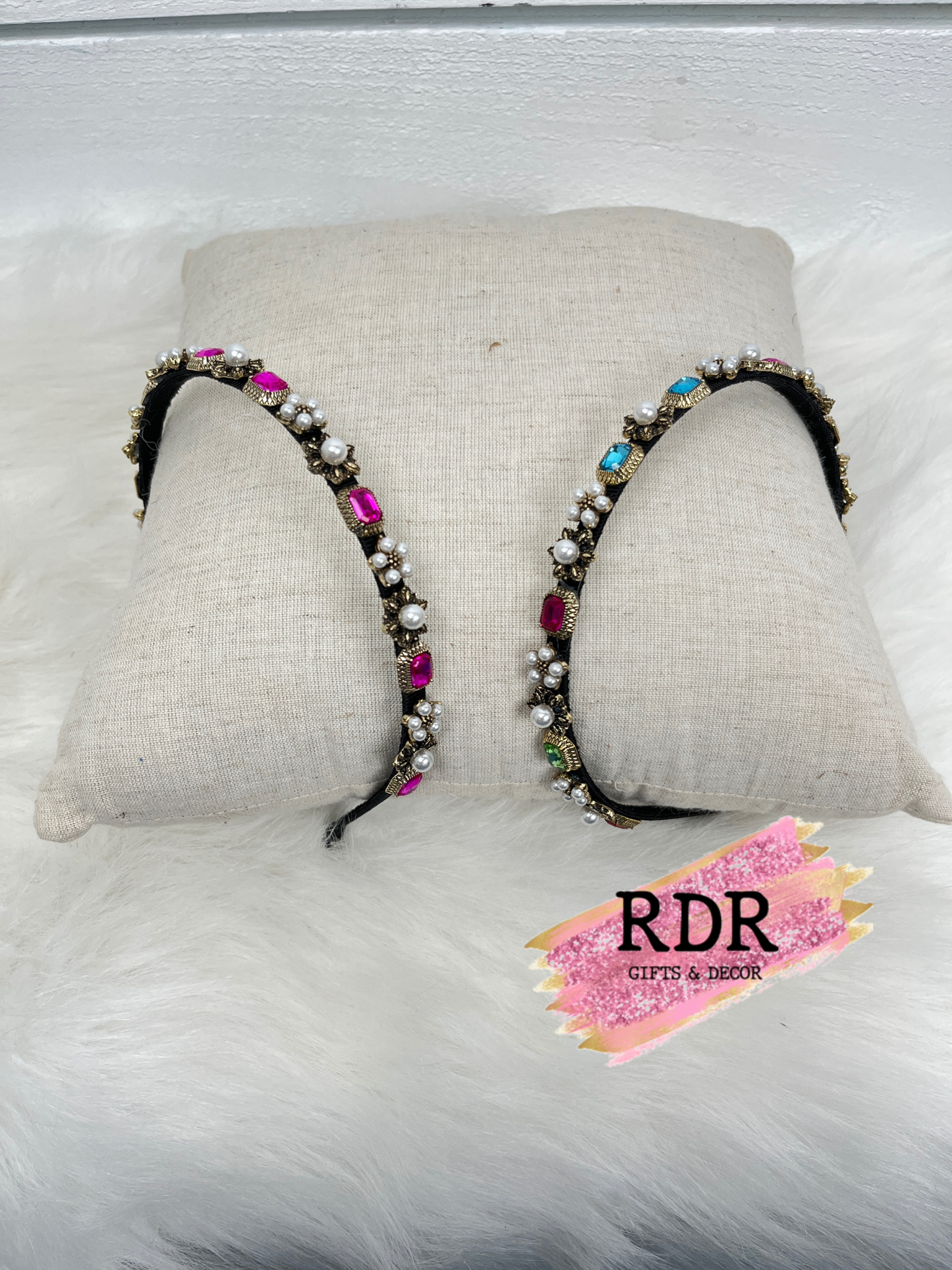 Thin Headband With Crystals & Pearls