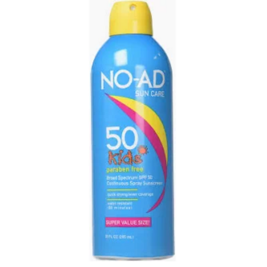No-AD SPF 50 Kids Sunscreen Spray 9oz