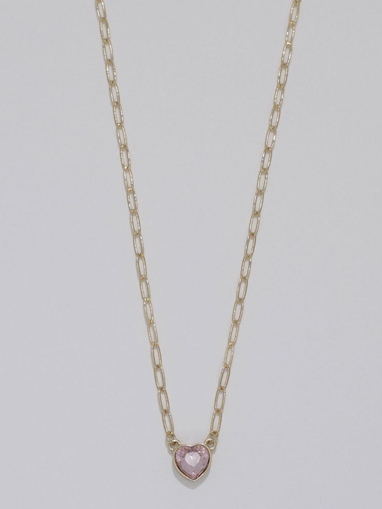 Gold Chain Necklace With Pink Heart Charm