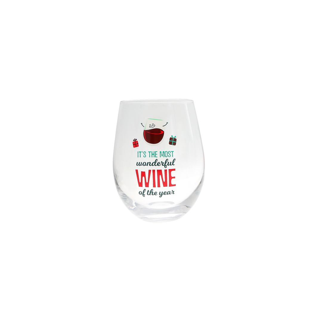 Holiday Stemless Wine Glasses