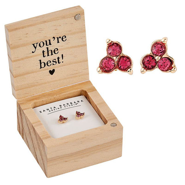 Stud Earrings In Wood Boxed Gift Set