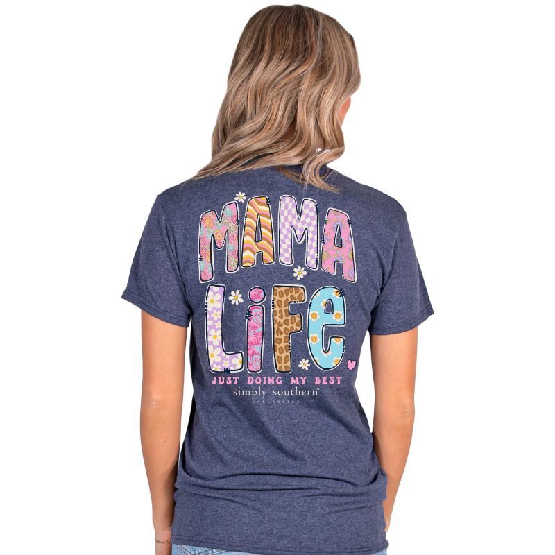 Simply Southern Mama Life T-Shirt- Denim Heather